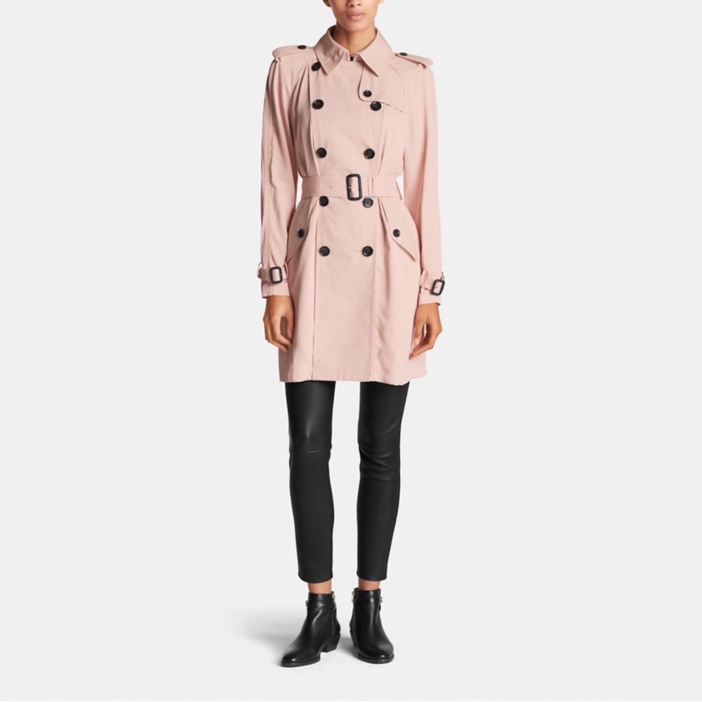 Coach Blush Pink Satin Trench Coat Gem